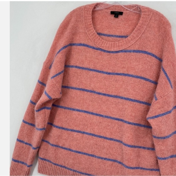 J. Crew Stripe Crewneck Alpaca Sweater In Heather Rose/ French Blue Size Small - Picture 6 of 7